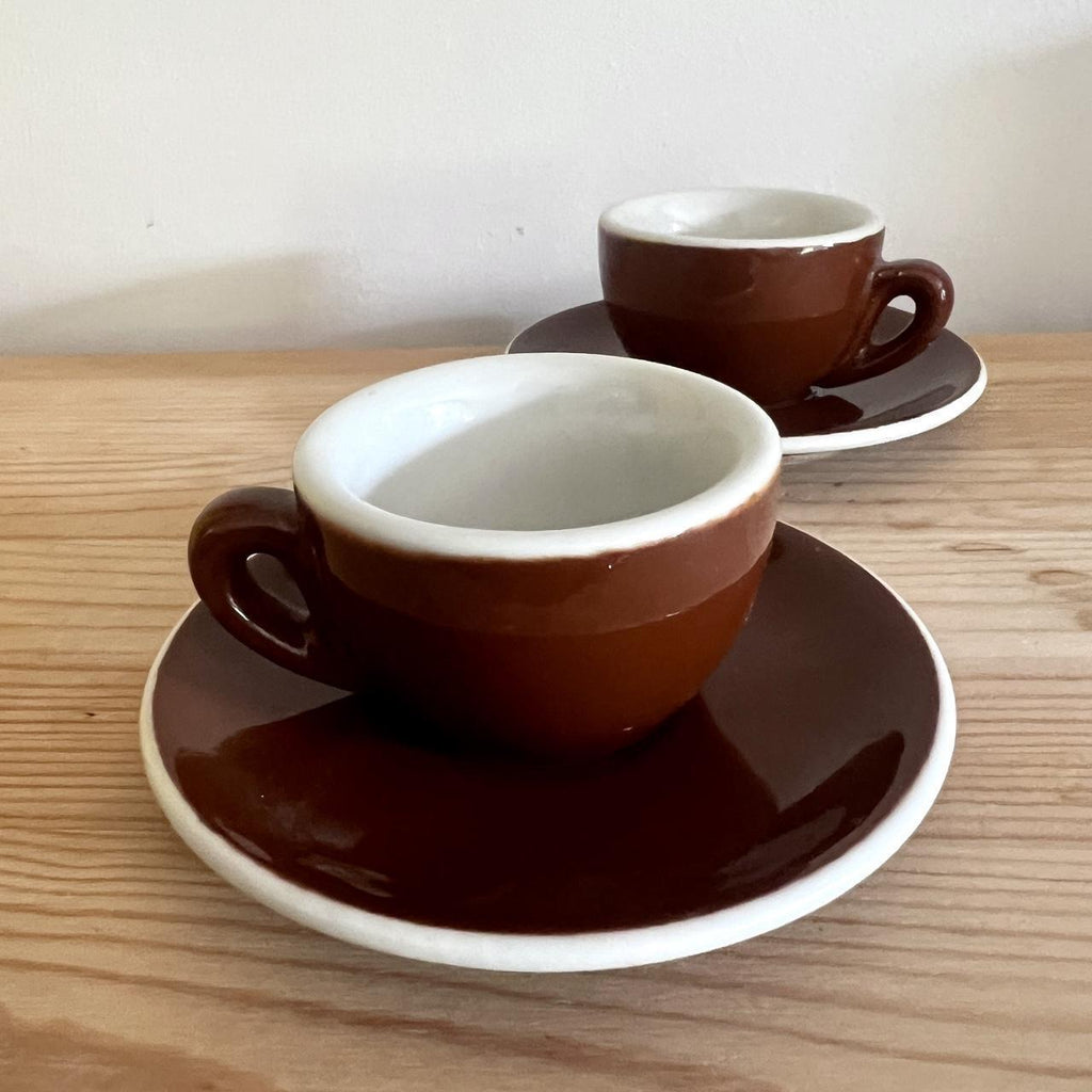 Vintage Italian Tiny Espresso Cups & Saucers | Set of 2