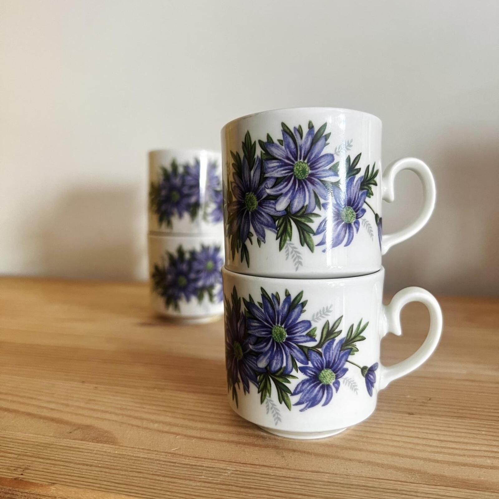 Vintage Tirschenreuth Bavaria Floral Coffee Cups