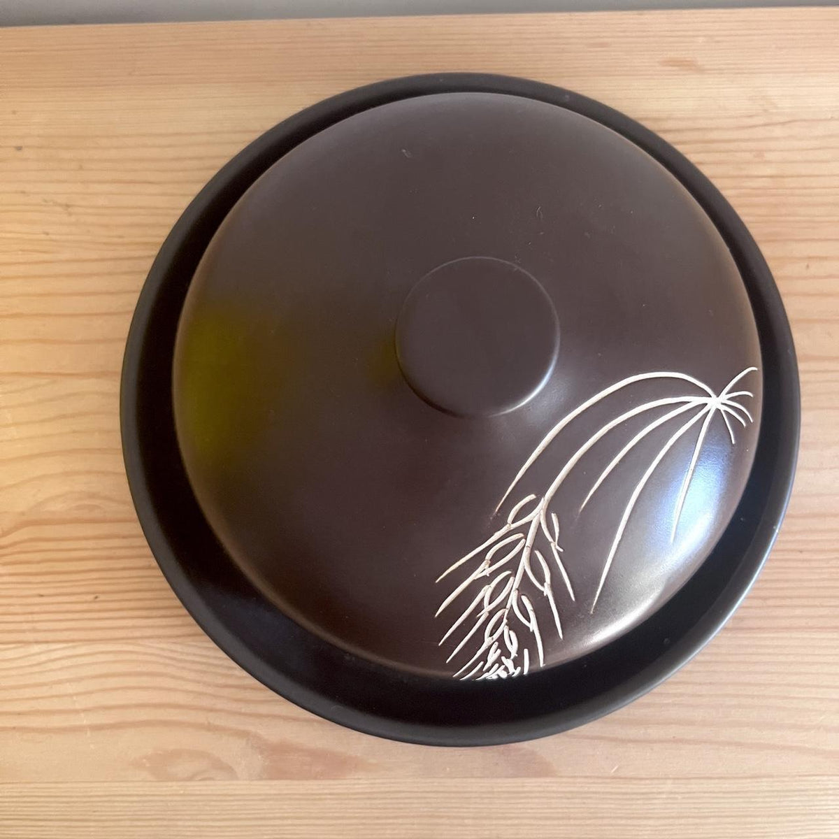 1970s Brown Stoneware Cheese Cloche