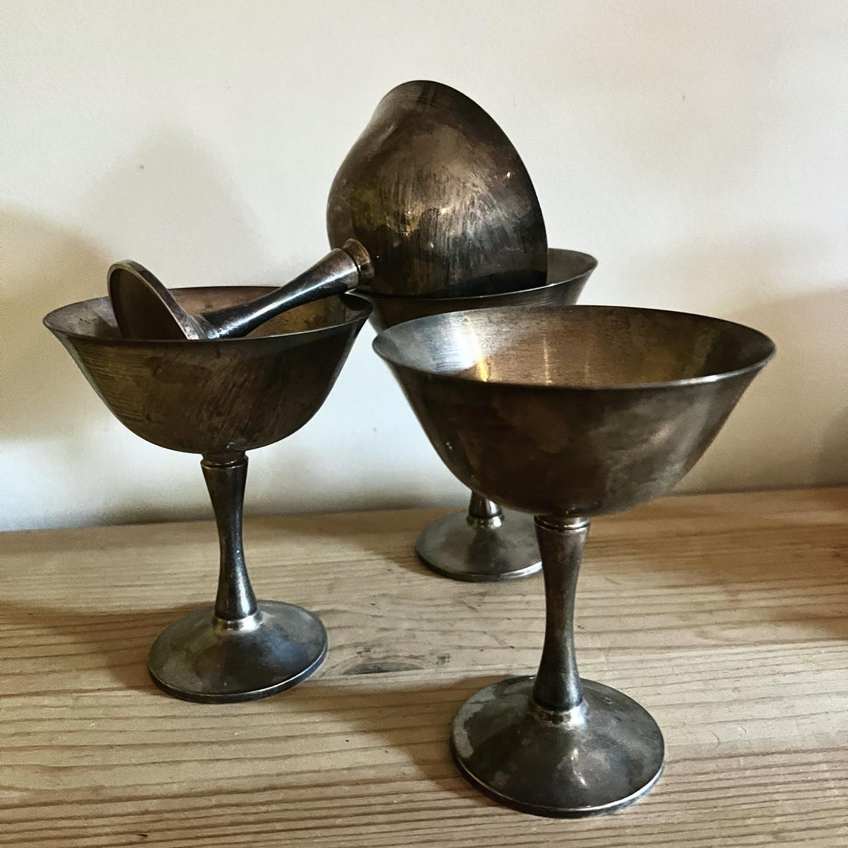 Set of 4 Vintage Silvarte Pewter Goblets