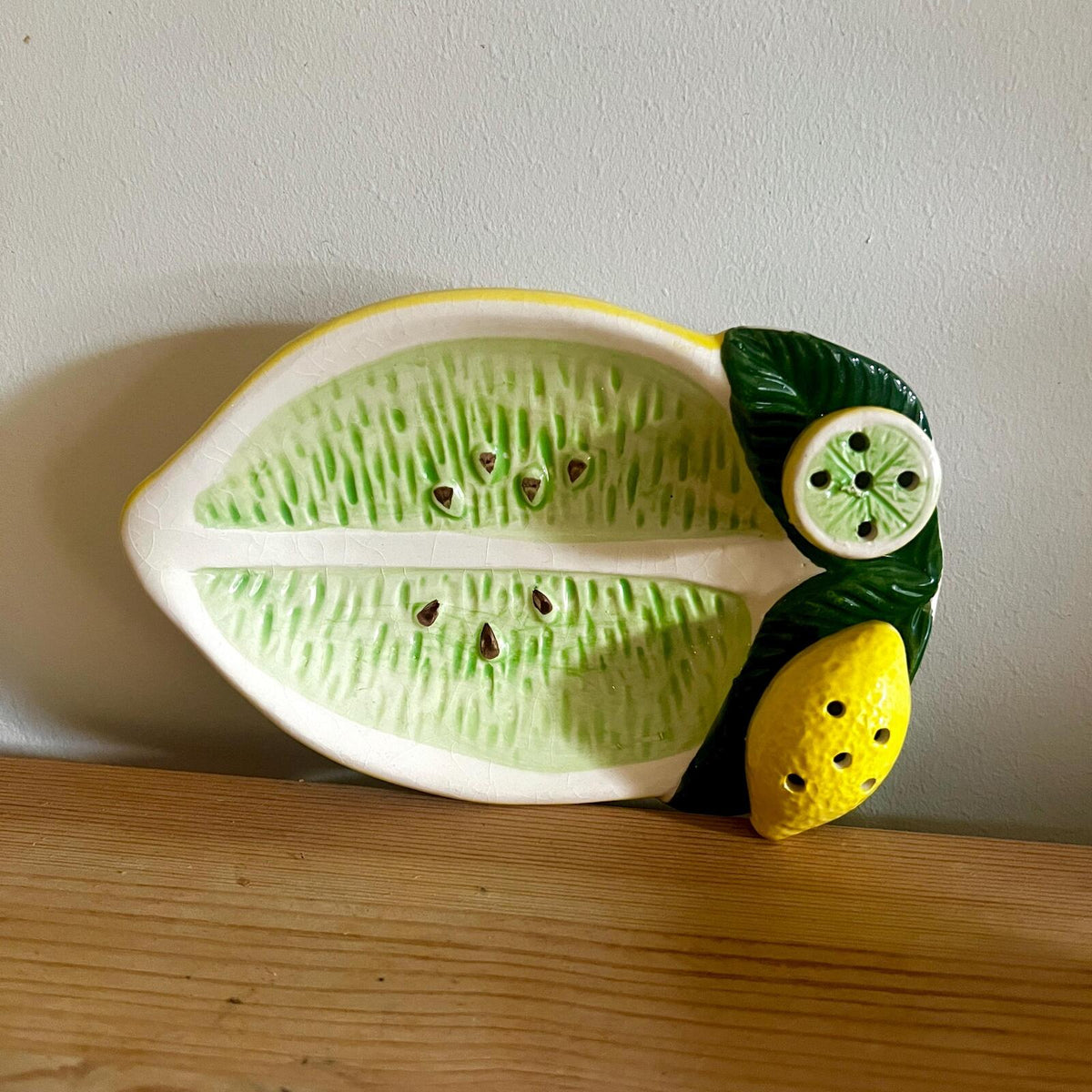 Italian Ceramic Olive Dish with Toothpick Holders