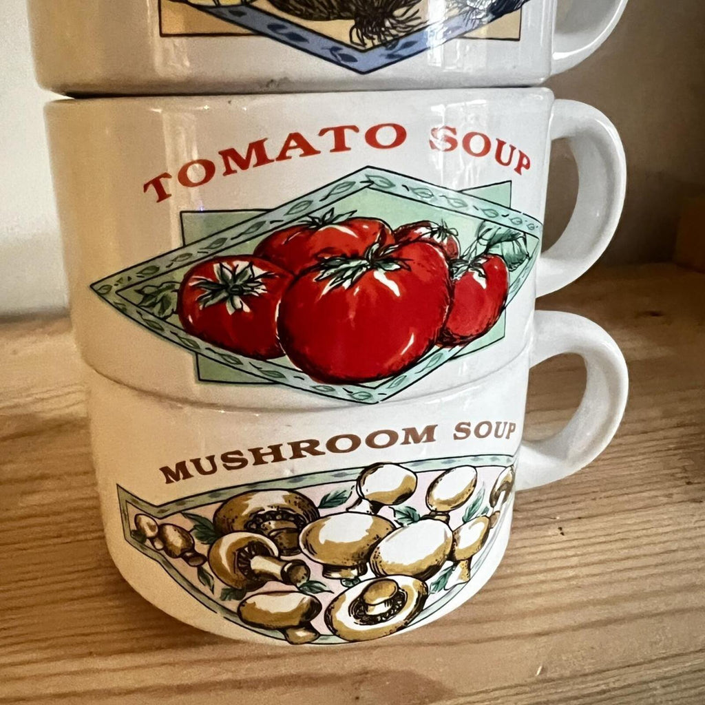 Vintage Stoneware Soup Mugs | Set of 3
