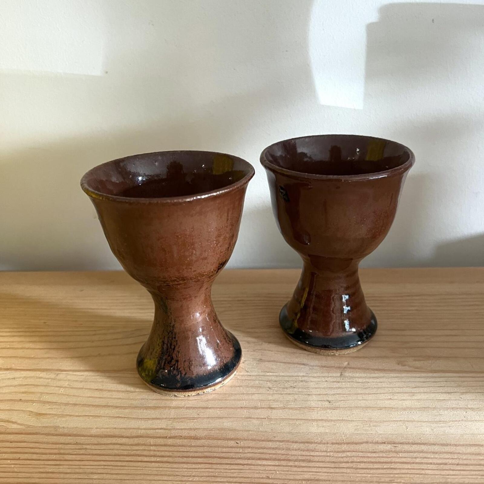 Vintage Studio Pottery Goblets | Pair