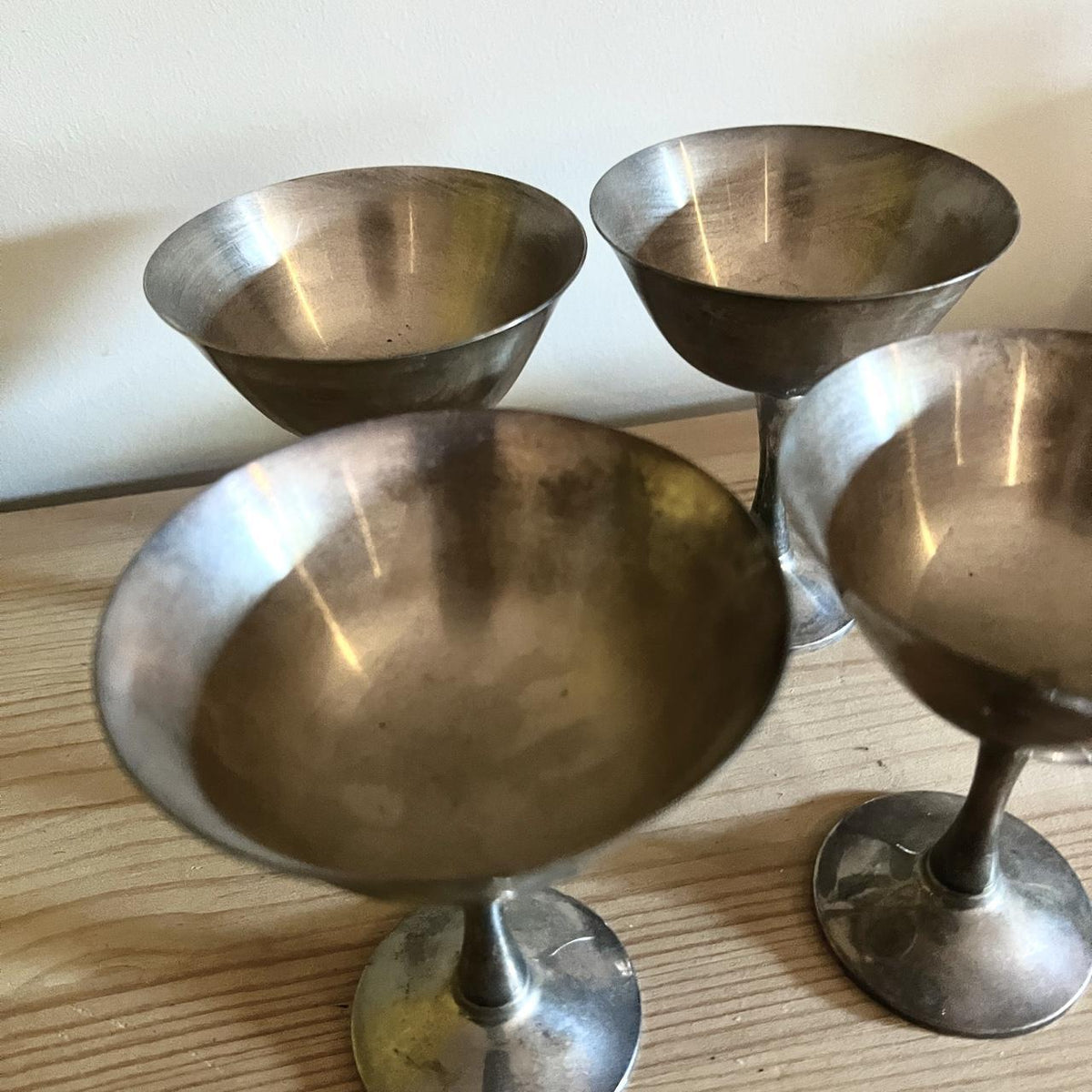 Set of 4 Vintage Silvarte Pewter Goblets