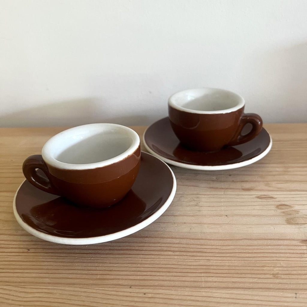 Vintage Italian Tiny Espresso Cups & Saucers | Set of 2