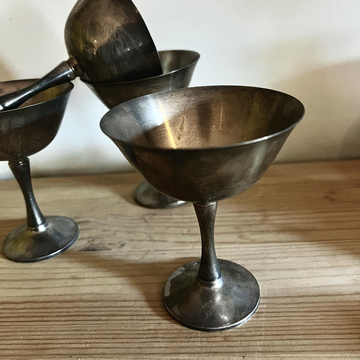 Set of 4 Vintage Silvarte Pewter Goblets