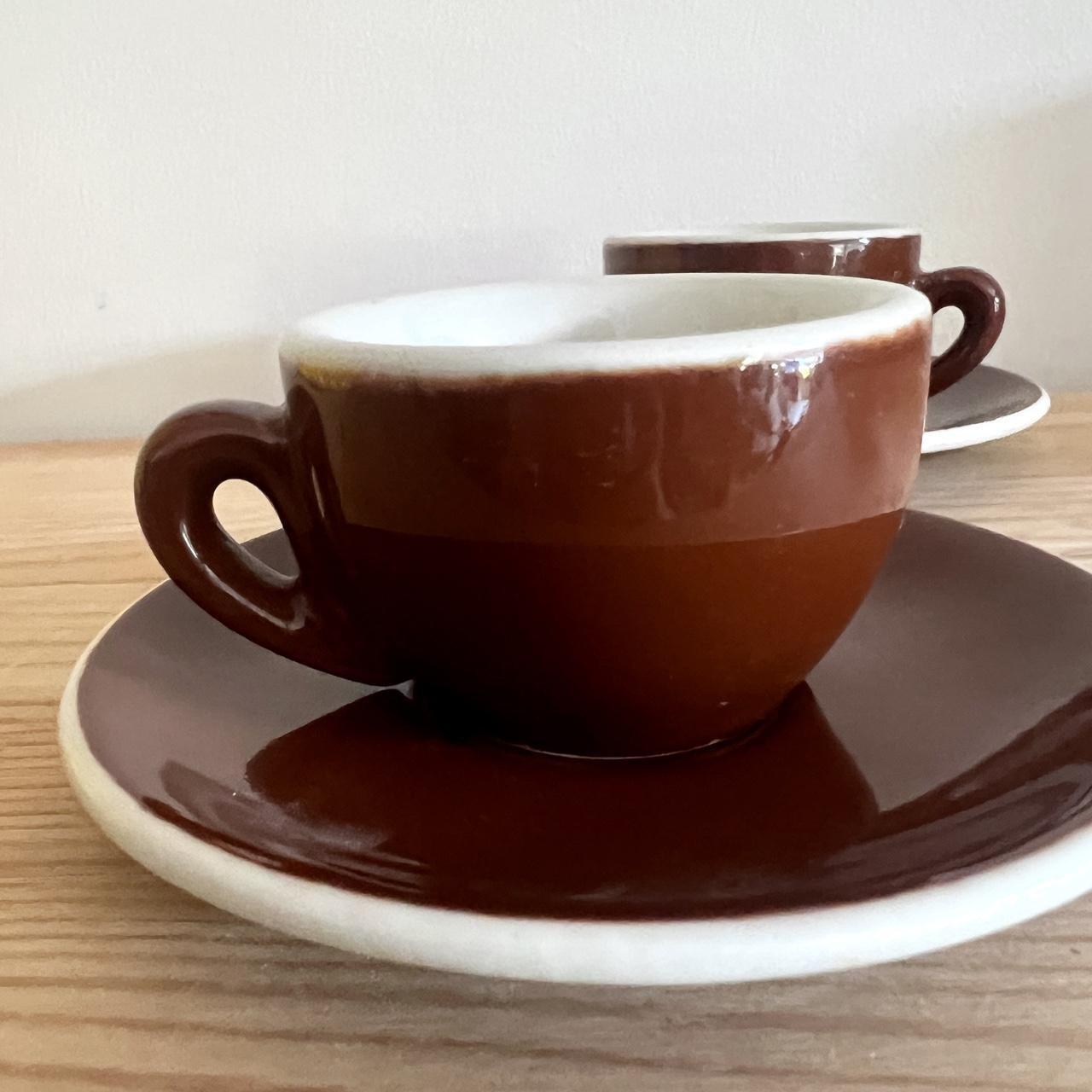 Vintage Italian Tiny Espresso Cups & Saucers | Set of 2
