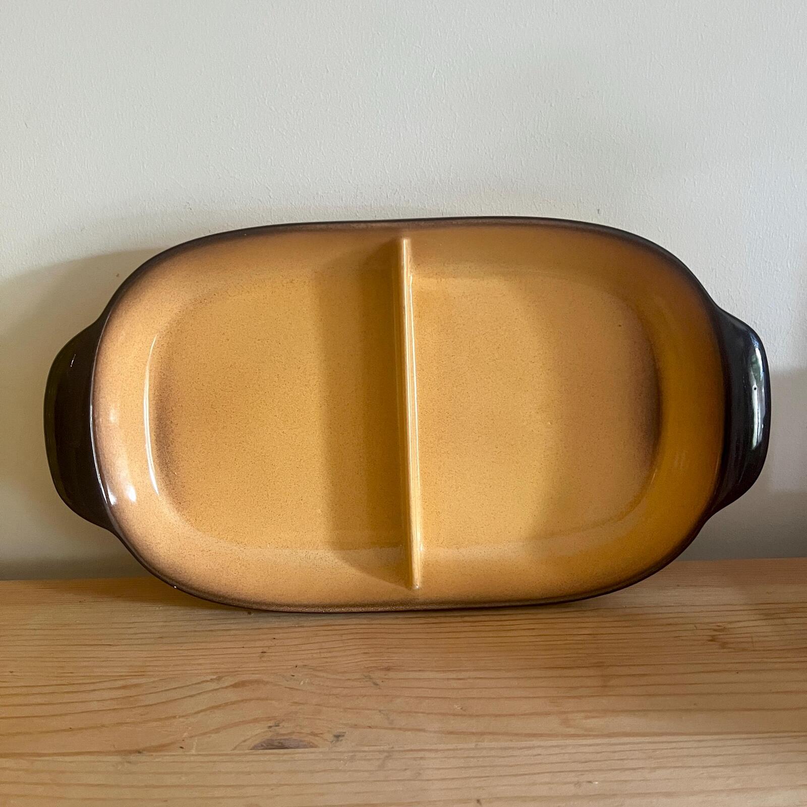 Vintage Teal Ceramics Divided Serving Dish | New Zealand Stoneware Baking Dish | Balclutha Pottery