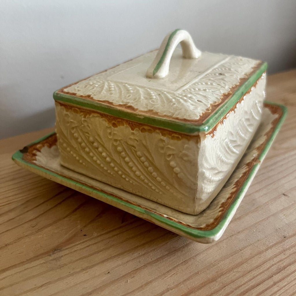 1950s Japanese Ironstone Wheat Butter Dish