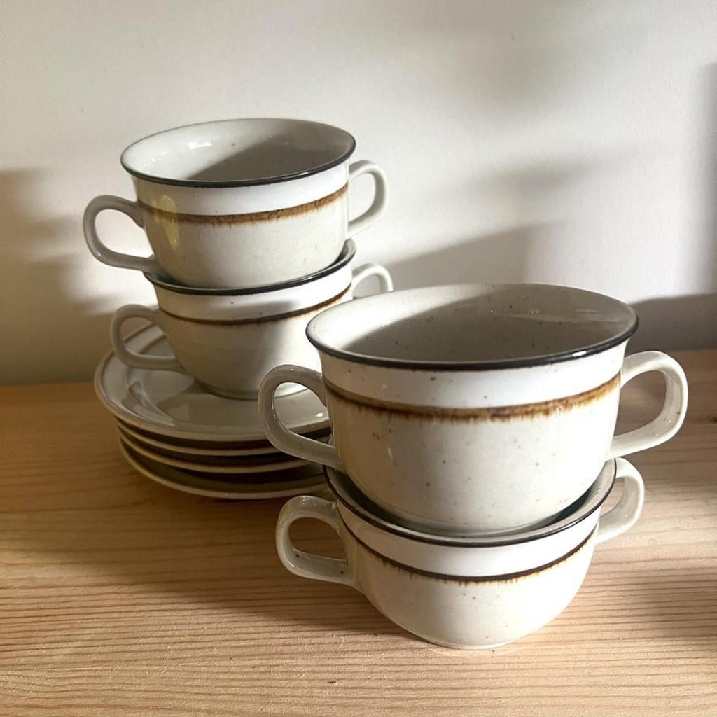Vintage Rainbow Stoneware Capri Soup Cup & Saucer