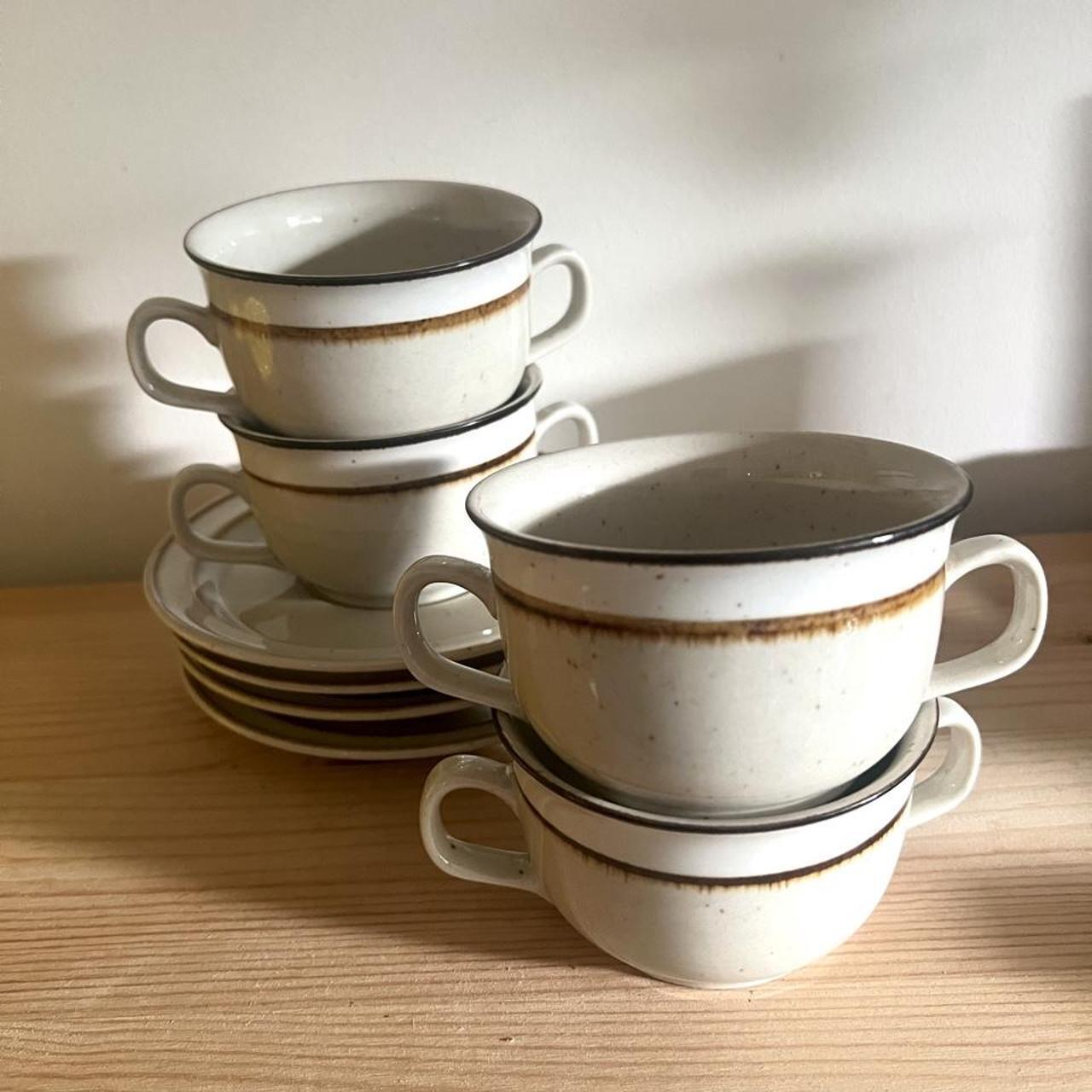 Vintage Rainbow Stoneware Capri Soup Cup & Saucer