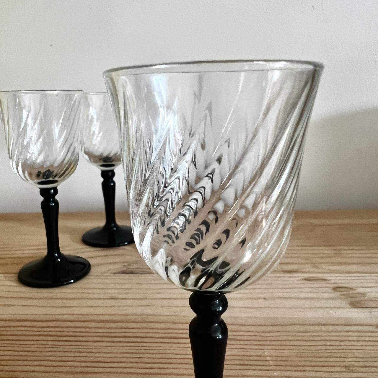 Vintage Luminarc Black Stem Apéritif Glasses | Set of 4