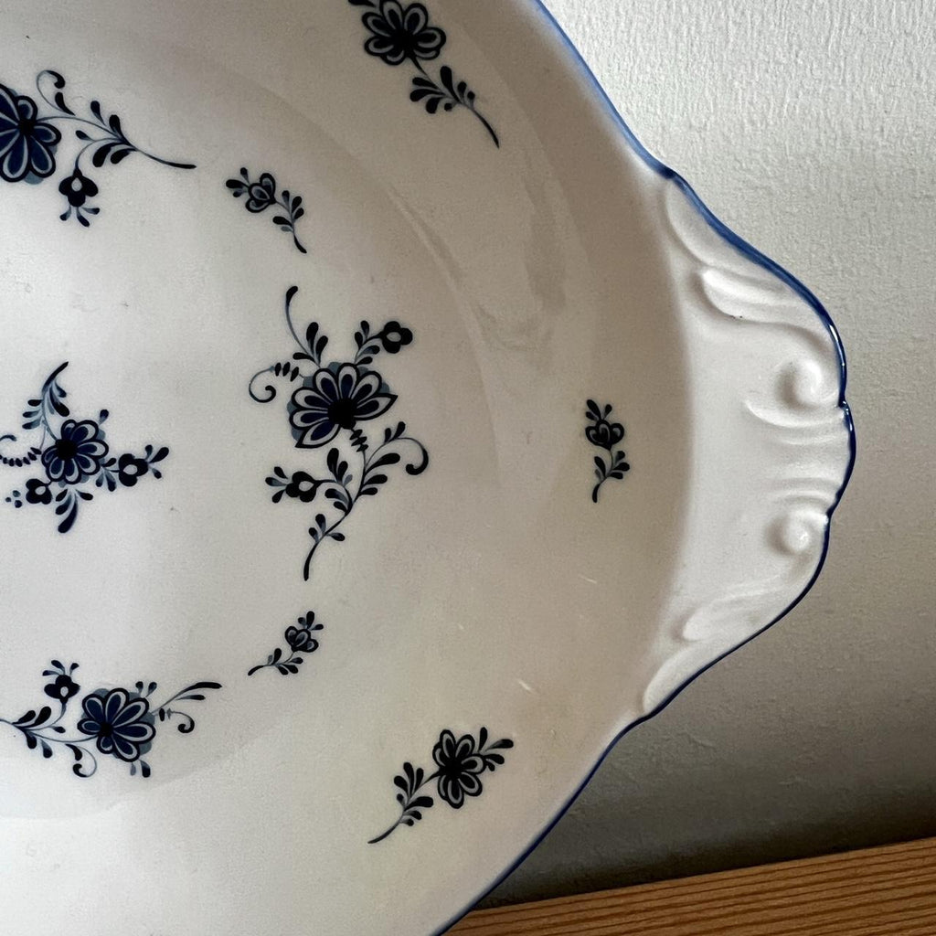 Vintage Blue & White Floral Handled Bowl