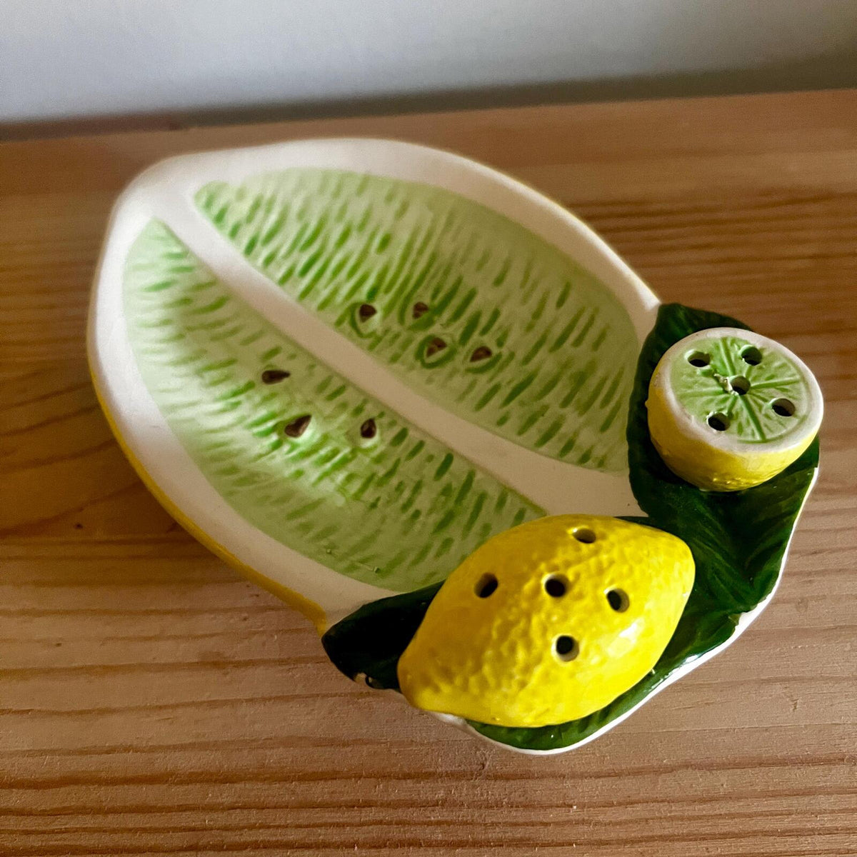 Italian Ceramic Olive Dish with Toothpick Holders