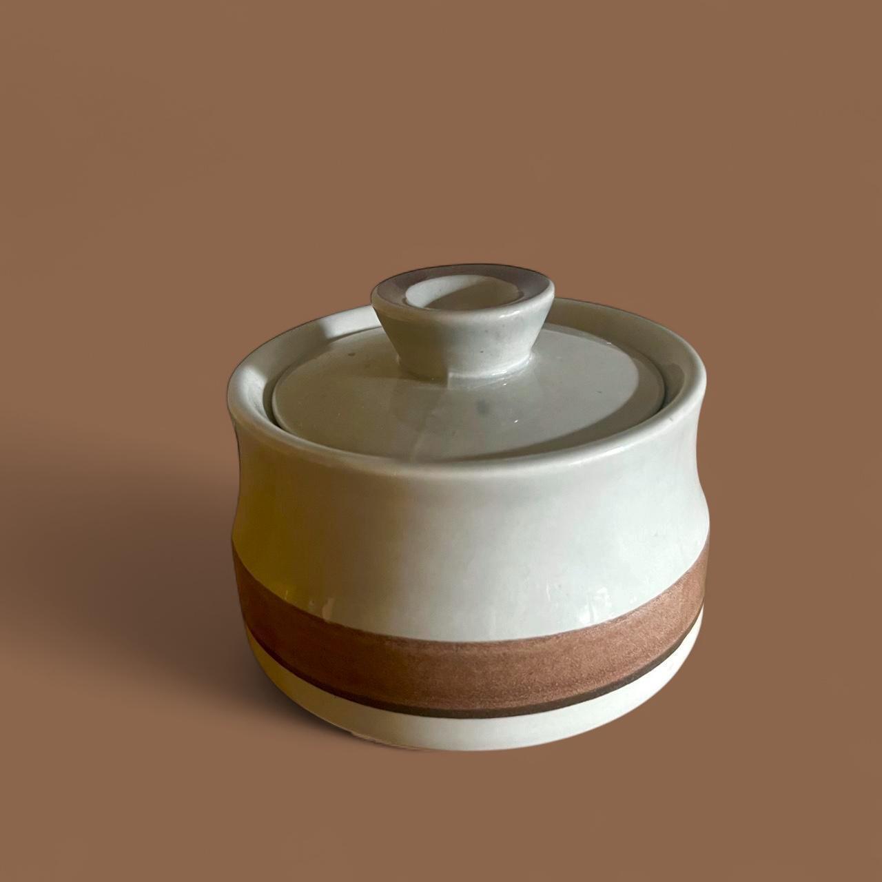 Vintage International Stoneware Carmel Sugar Bowl | Made in Japan