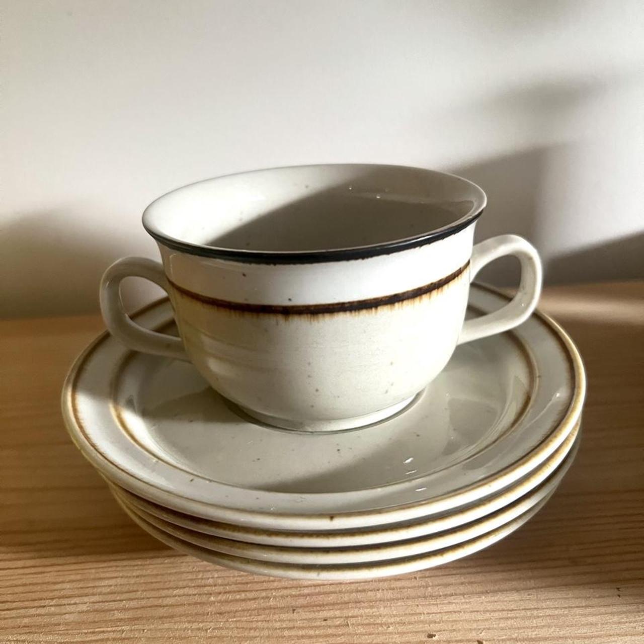 Vintage Rainbow Stoneware Capri Soup Cup & Saucer