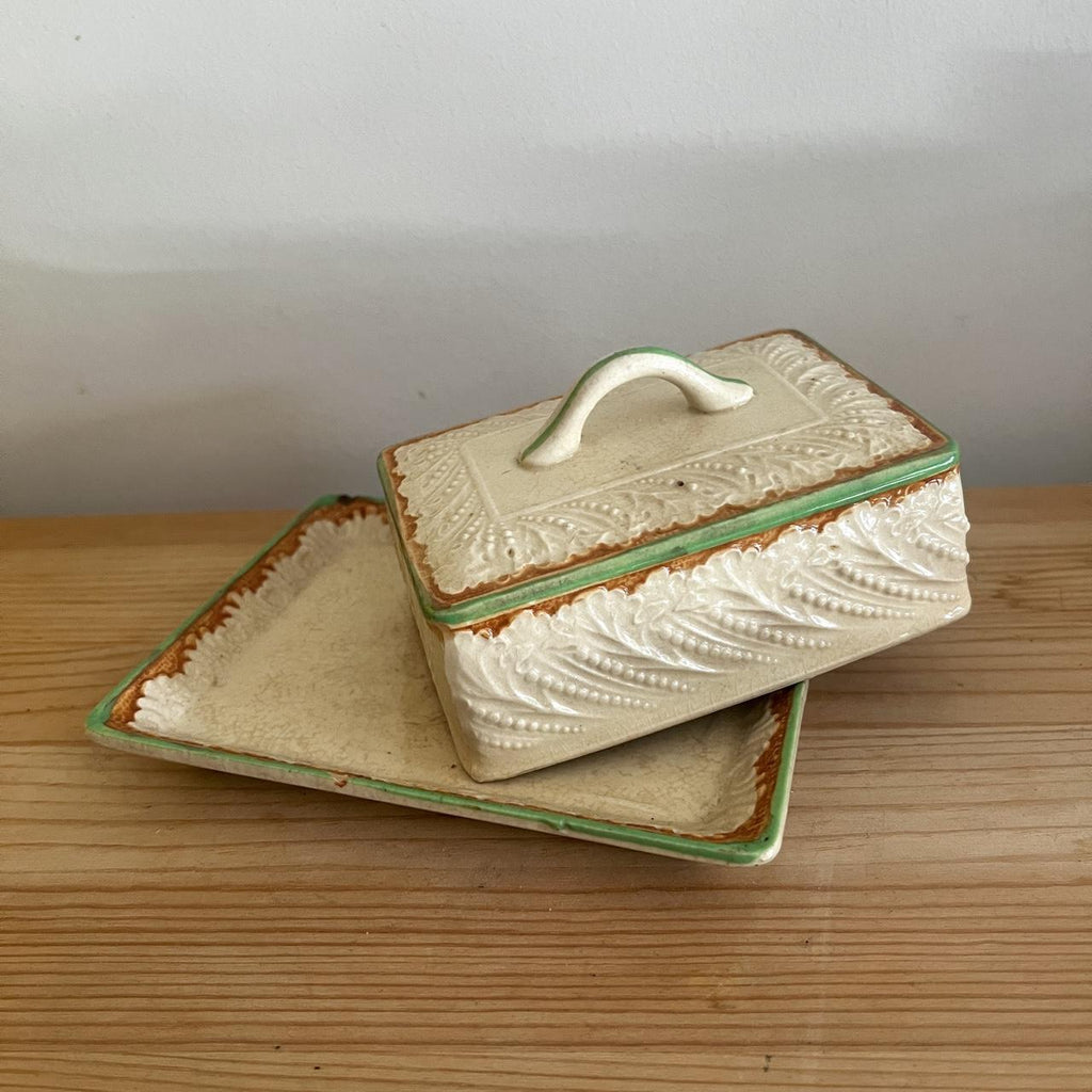 1950s Japanese Ironstone Wheat Butter Dish