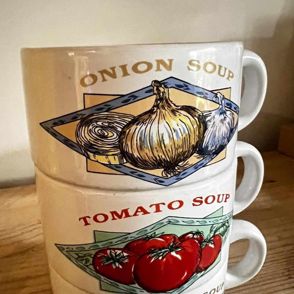 Vintage Stoneware Soup Mugs | Set of 3
