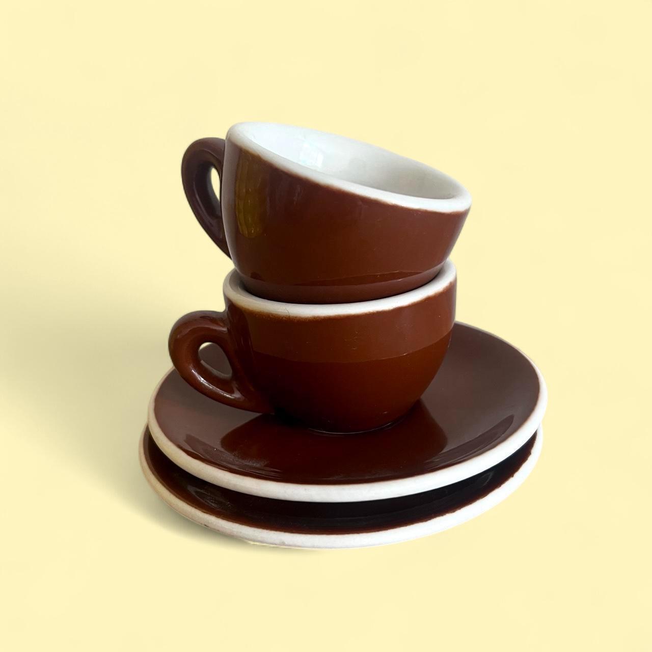 Vintage Italian Tiny Espresso Cups & Saucers | Set of 2