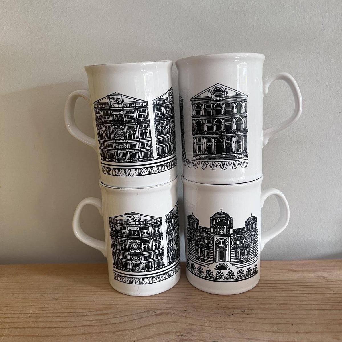 1970s Florence Architecture Mugs Set of 4