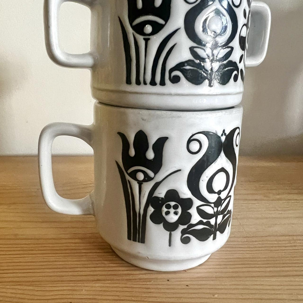 National Silver Company stoneware mug and lidded sugar bowl, made in Japan