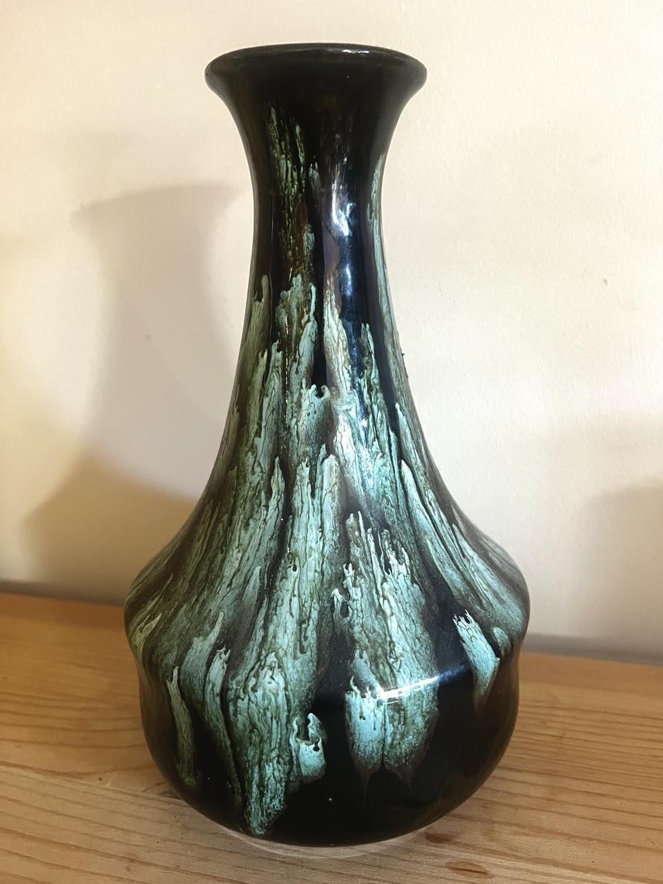 1970s Moody Drip Glaze Vase