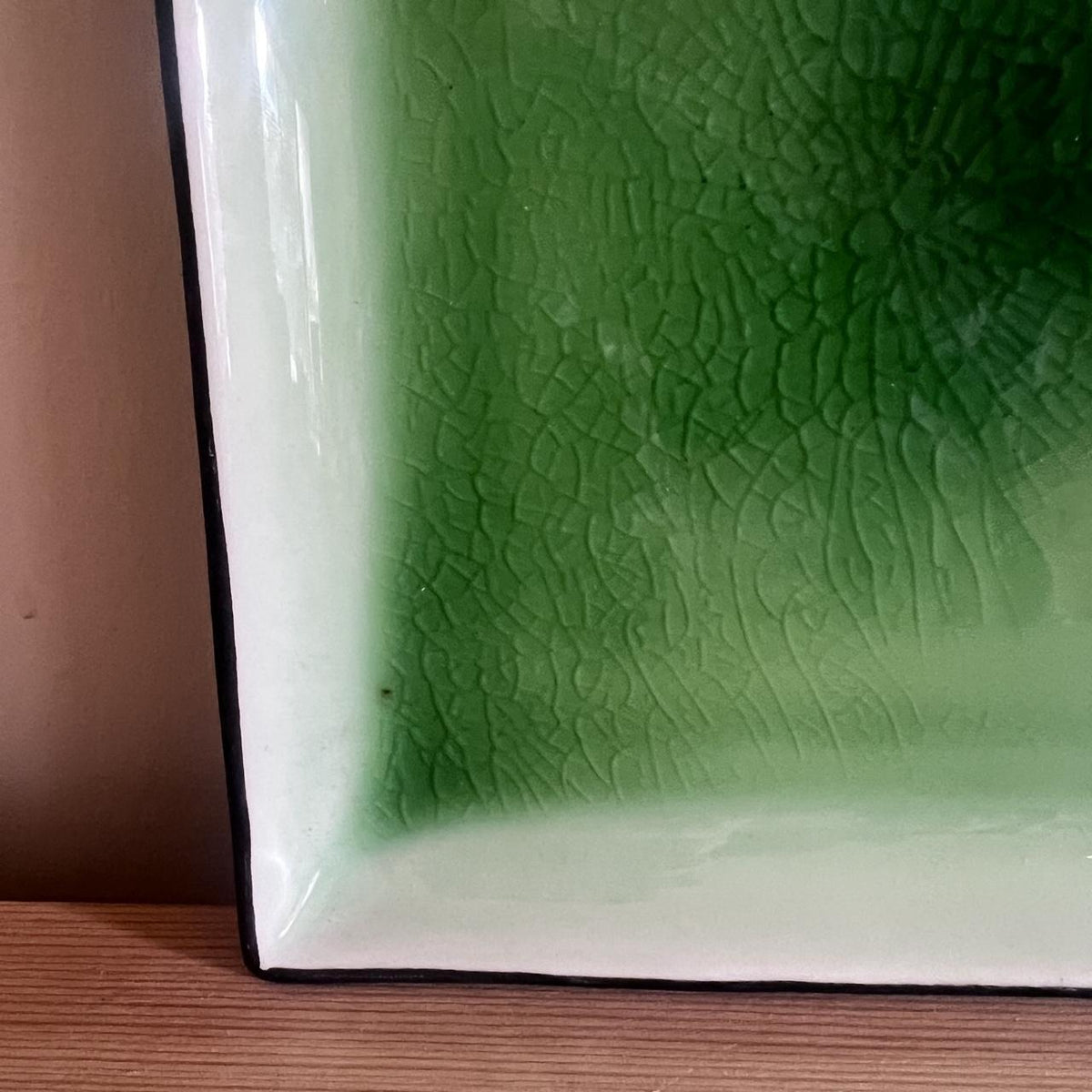 1970s Green Crackle Glaze Studio Pottery Plate