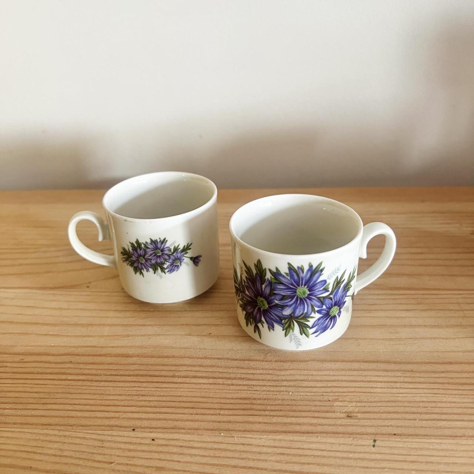 Vintage Tirschenreuth Bavaria Floral Coffee Cups