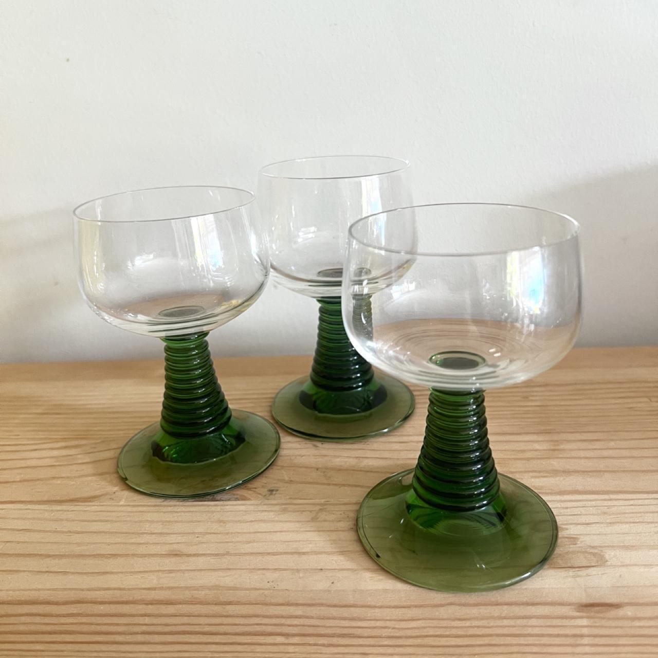 Vintage Luminarc Green Stem Apéritif Glasses | Set of 3