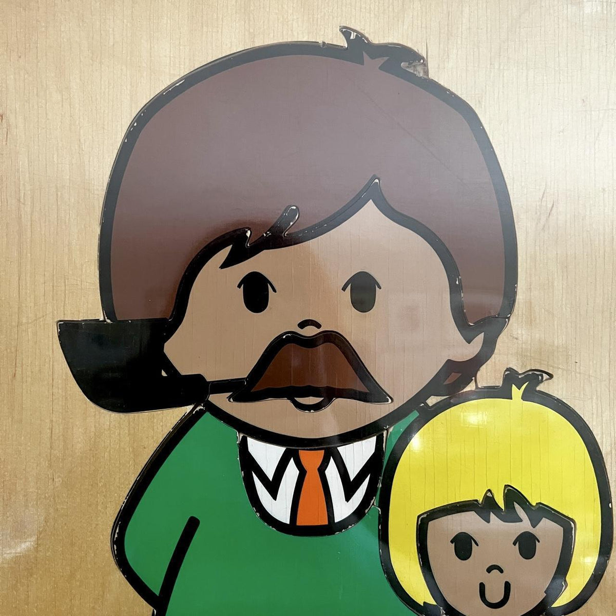 Charming vintage wooden puzzle by Rolf of Holland featuring a footballer and their dad (or coach!).