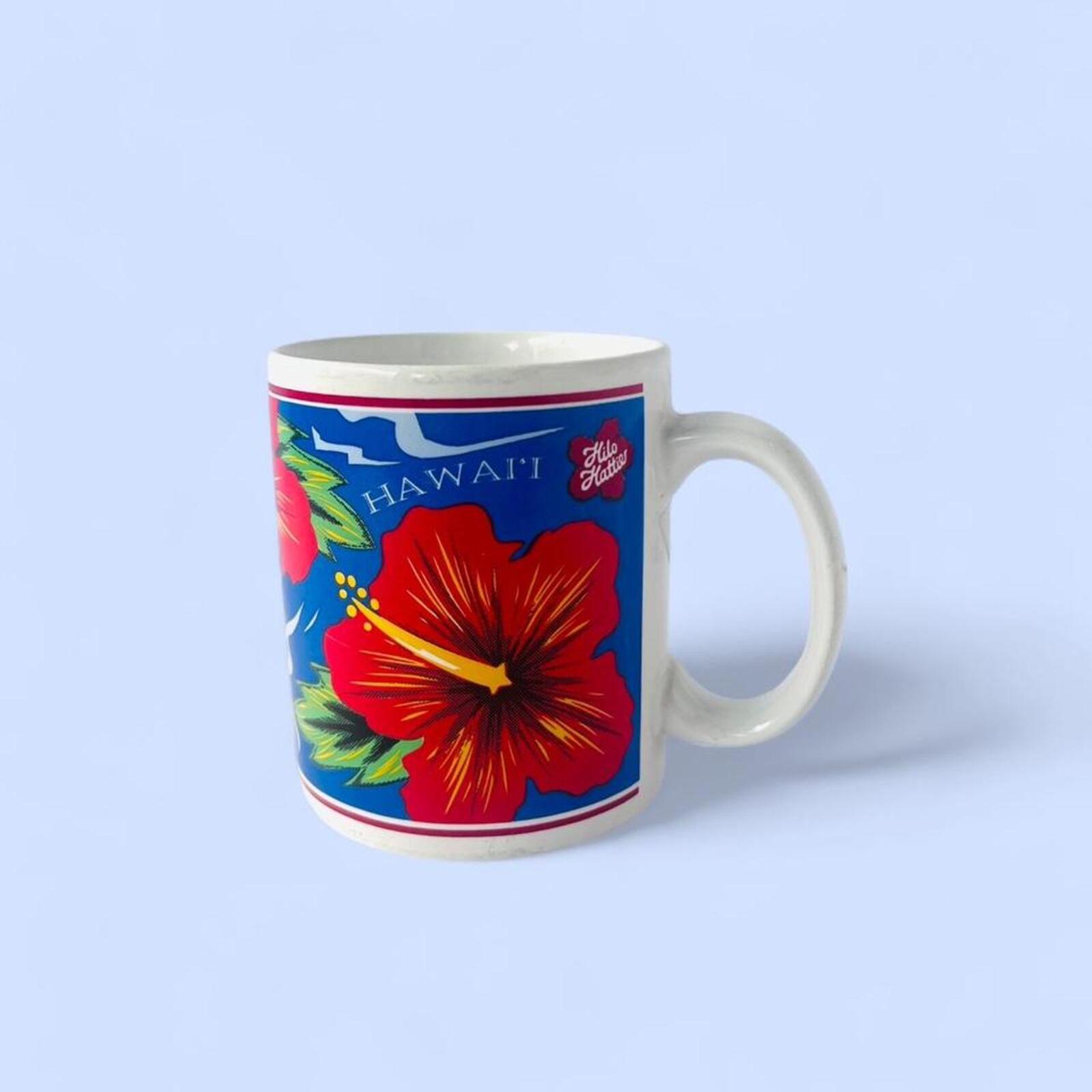 Vintage 1997 Hawaii hibiscus mug, Hilo Hattie souvenir