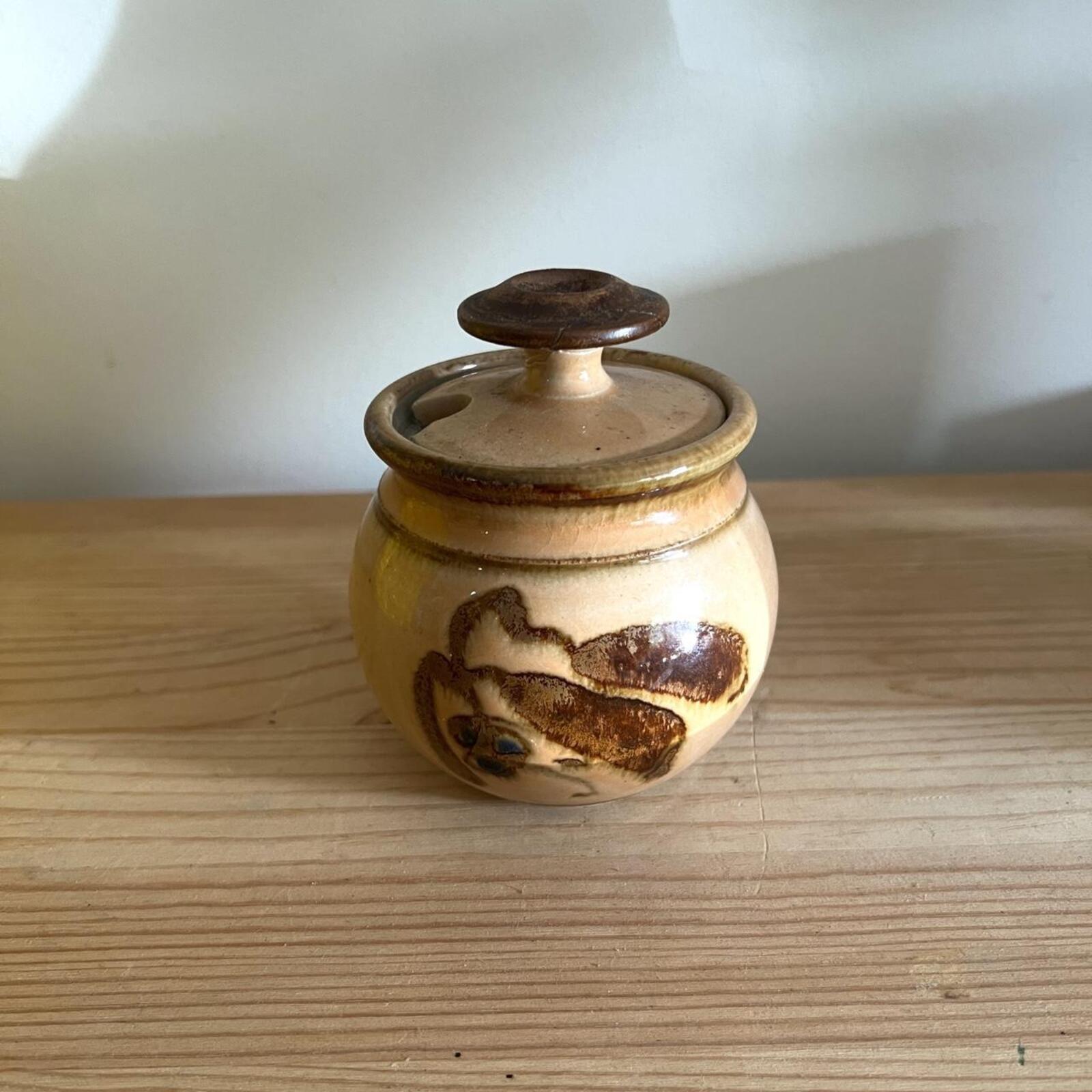Vintage Canne Ridge Pottery Lidded Pot
