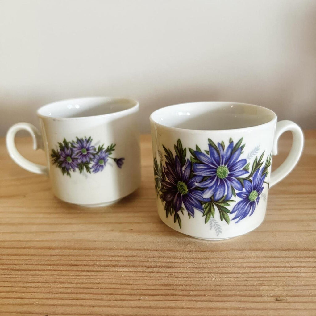 Vintage Tirschenreuth Bavaria Floral Coffee Cups