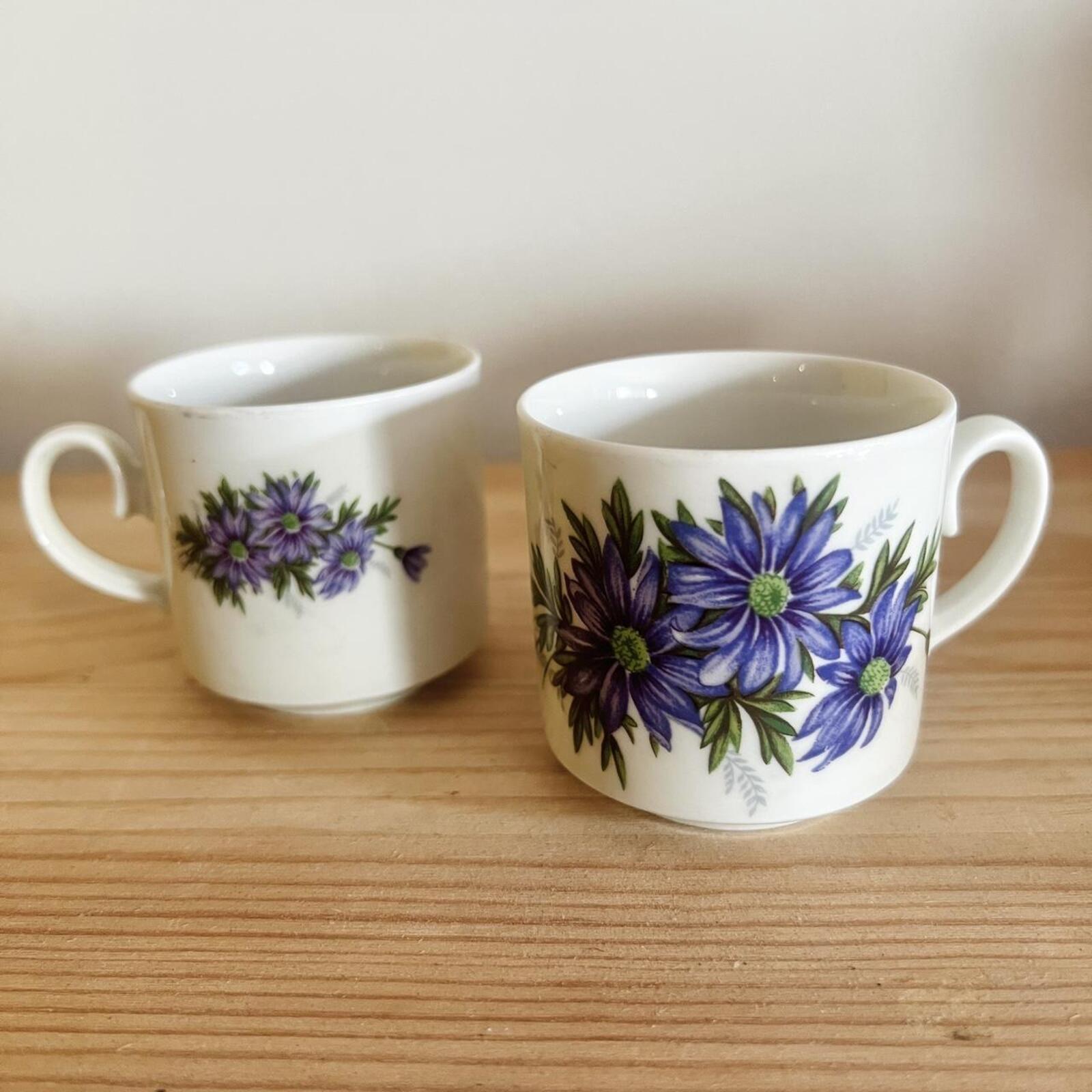 Vintage Tirschenreuth Bavaria Floral Coffee Cups
