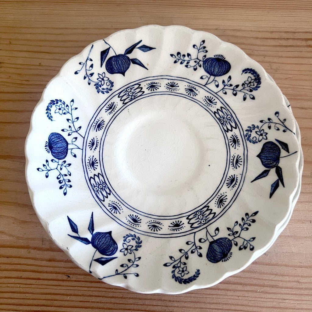 1970s Johnson Brothers Blue Nordic Teacup & Saucer Set of 3