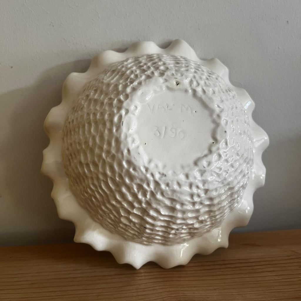 White Crochet Ceramic Covered Bowl