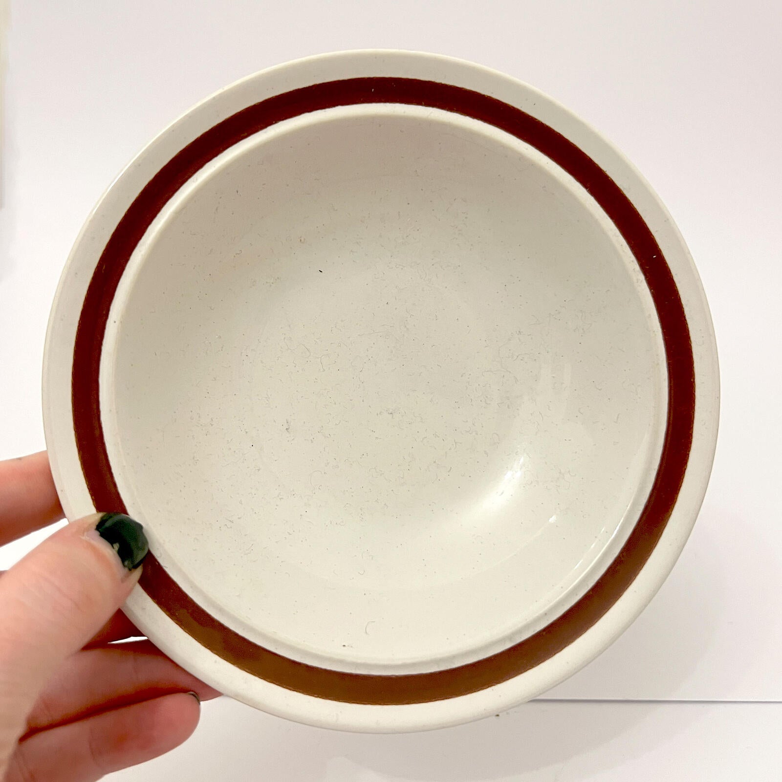 Vintage Japanese Genuine Stoneware Mini Bowls, Set of 6, Cream & Brown