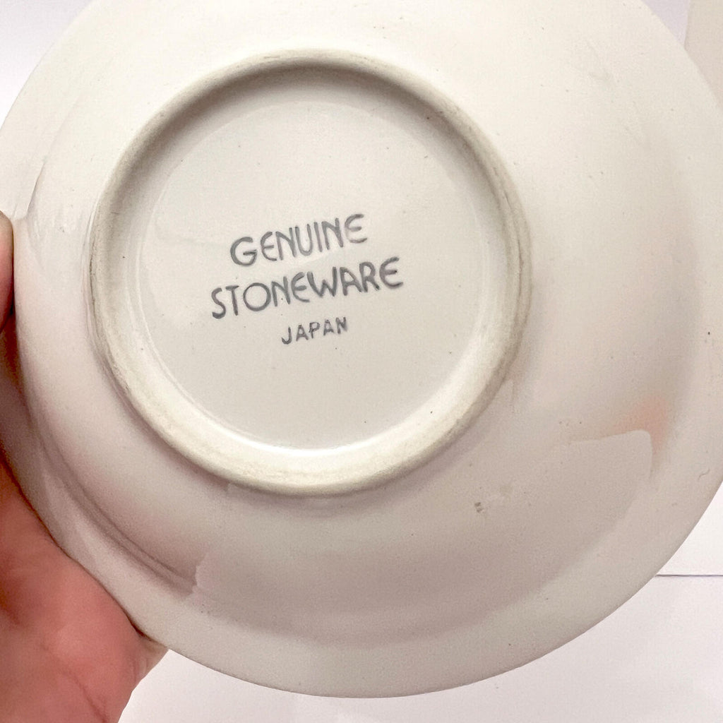 Vintage Japanese Genuine Stoneware Mini Bowls, Set of 6, Cream & Brown