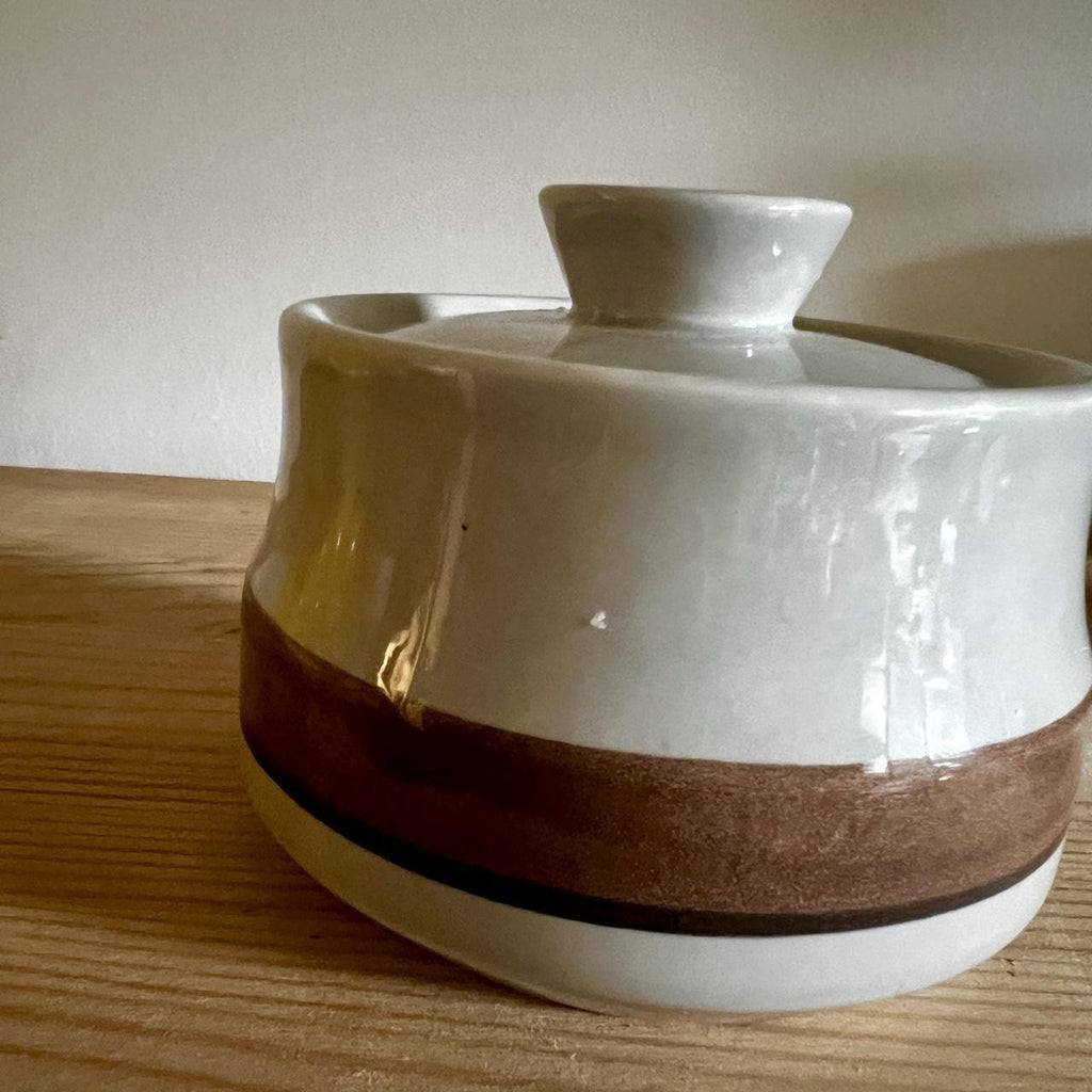 Vintage International Stoneware Carmel Sugar Bowl | Made in Japan