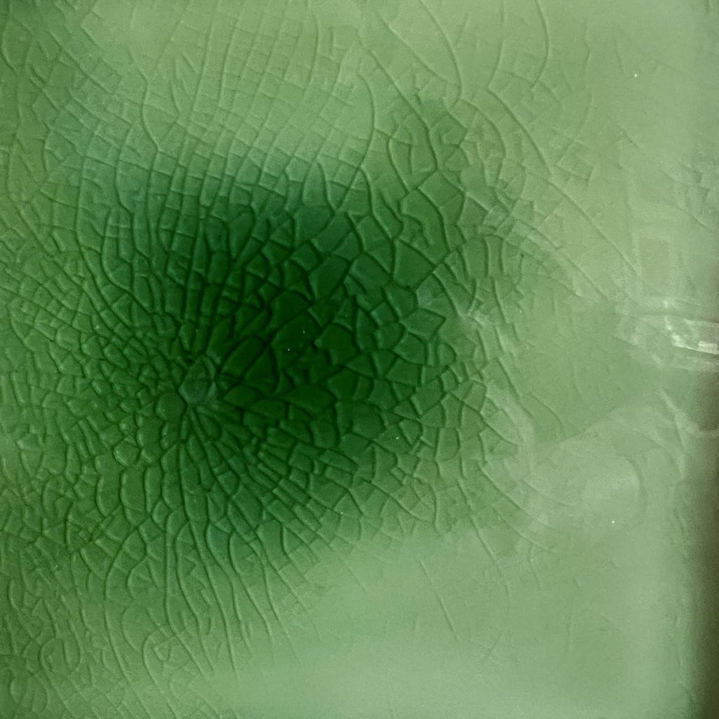 1970s Green Crackle Glaze Studio Pottery Plate