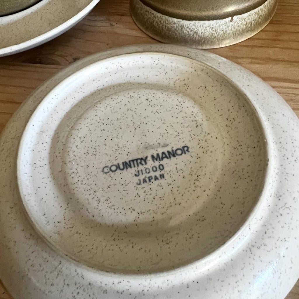 Vintage Country Manor J1000 Cups & Saucers | Made in Japan | 1970s Brown Stoneware Coffee Set | Pair of 2