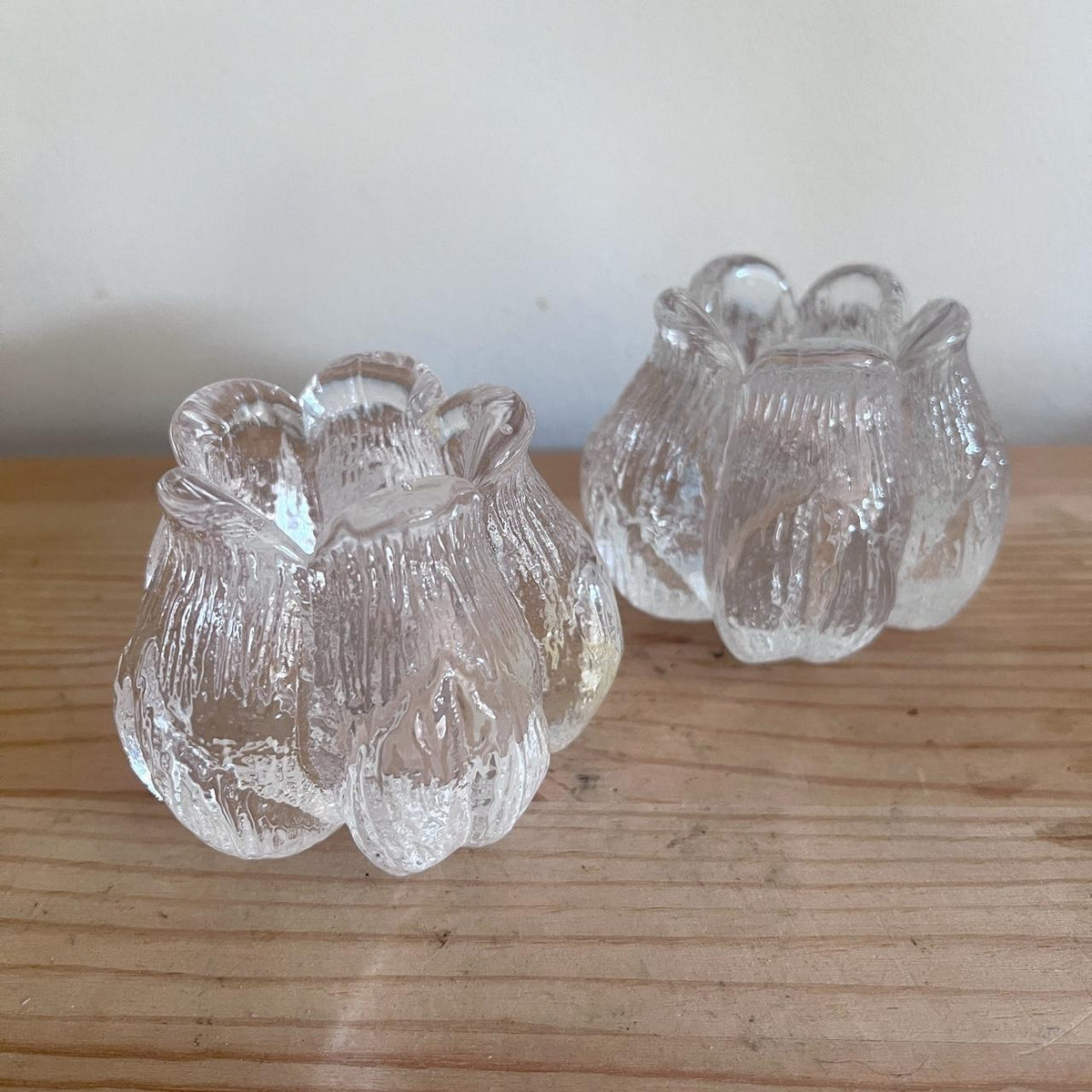 1970s Kosta Boda Ice Glass Candle Holders