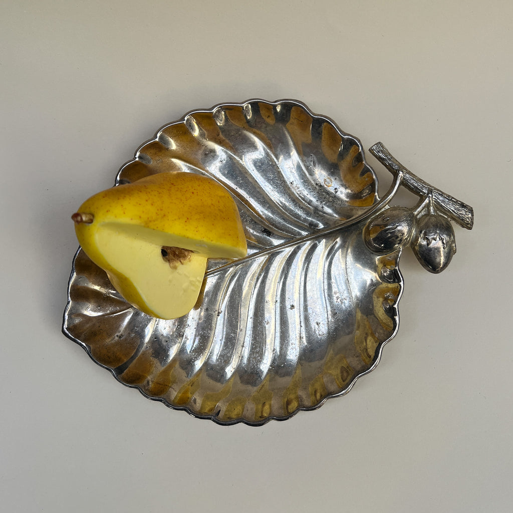 1970s Italian Silver-Plated Leaf Dish