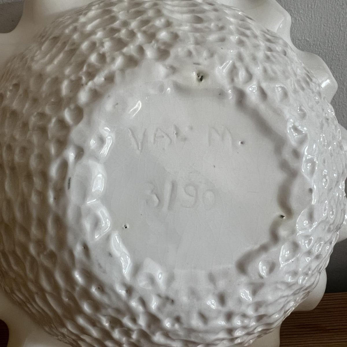 White Crochet Ceramic Covered Bowl