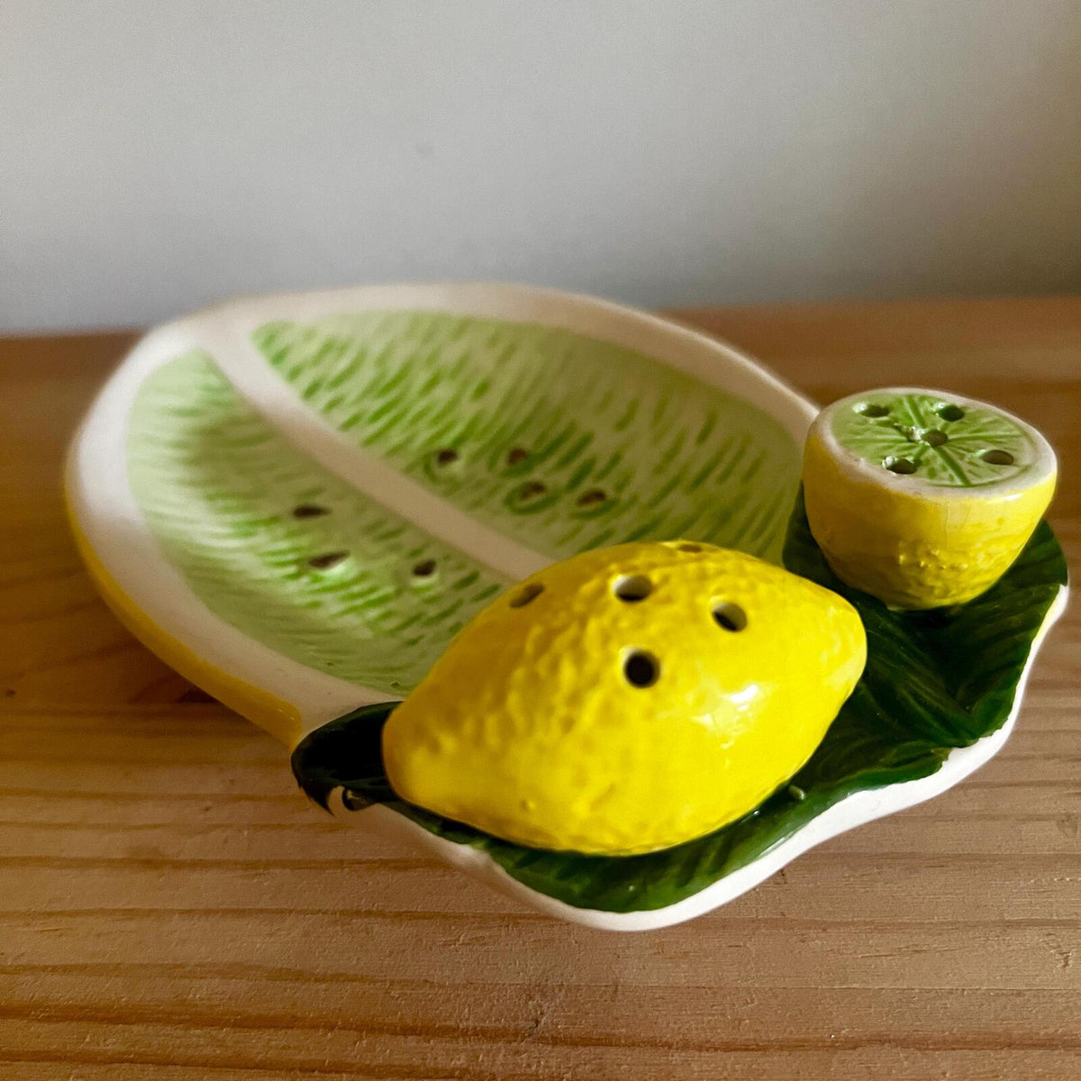 Italian Ceramic Olive Dish with Toothpick Holders