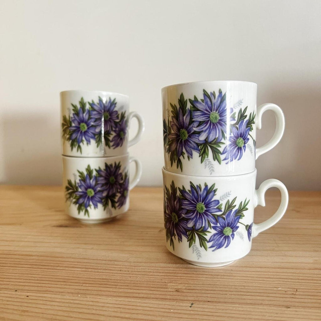 Vintage Tirschenreuth Bavaria Floral Coffee Cups