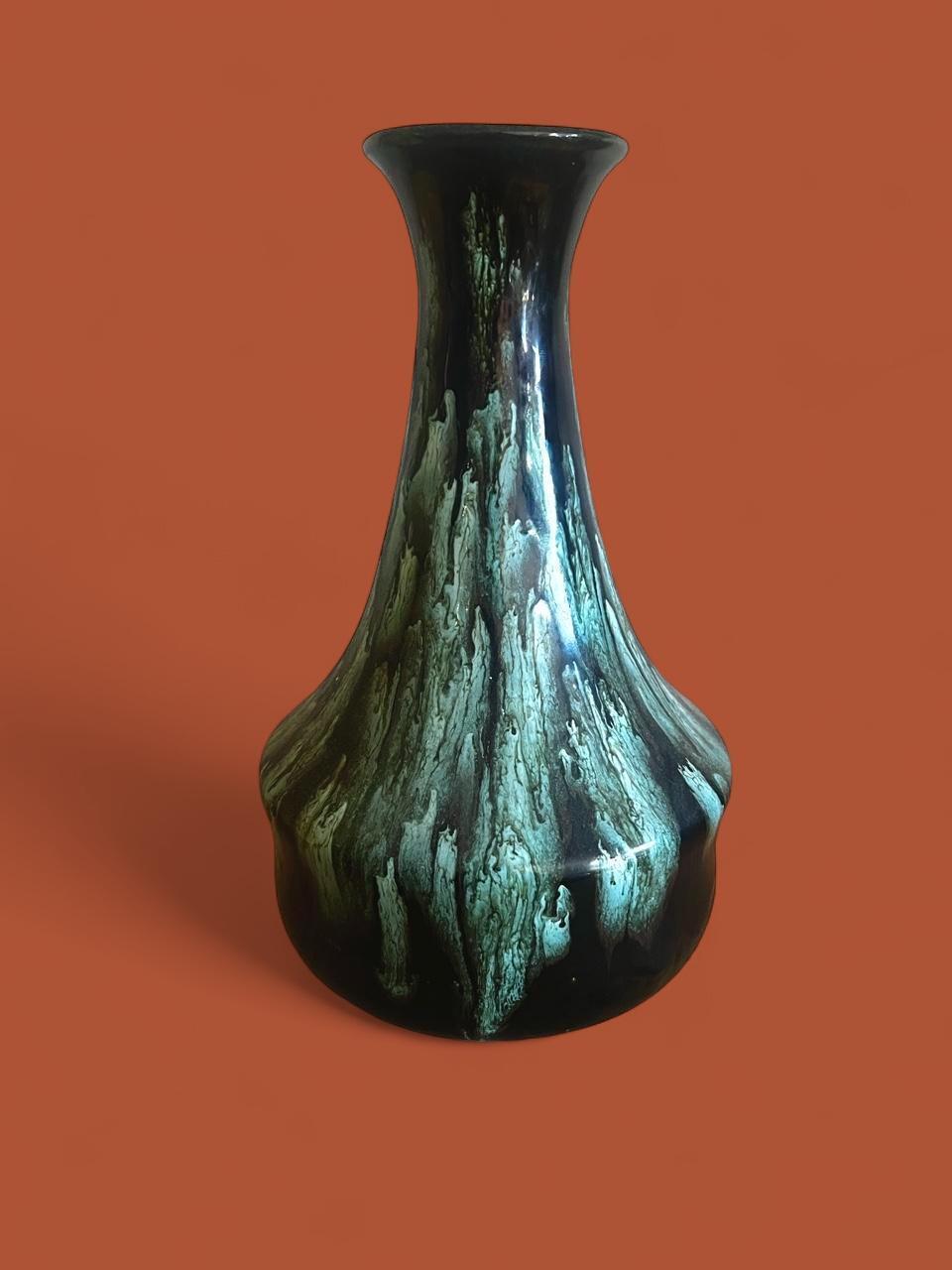 1970s Moody Drip Glaze Vase