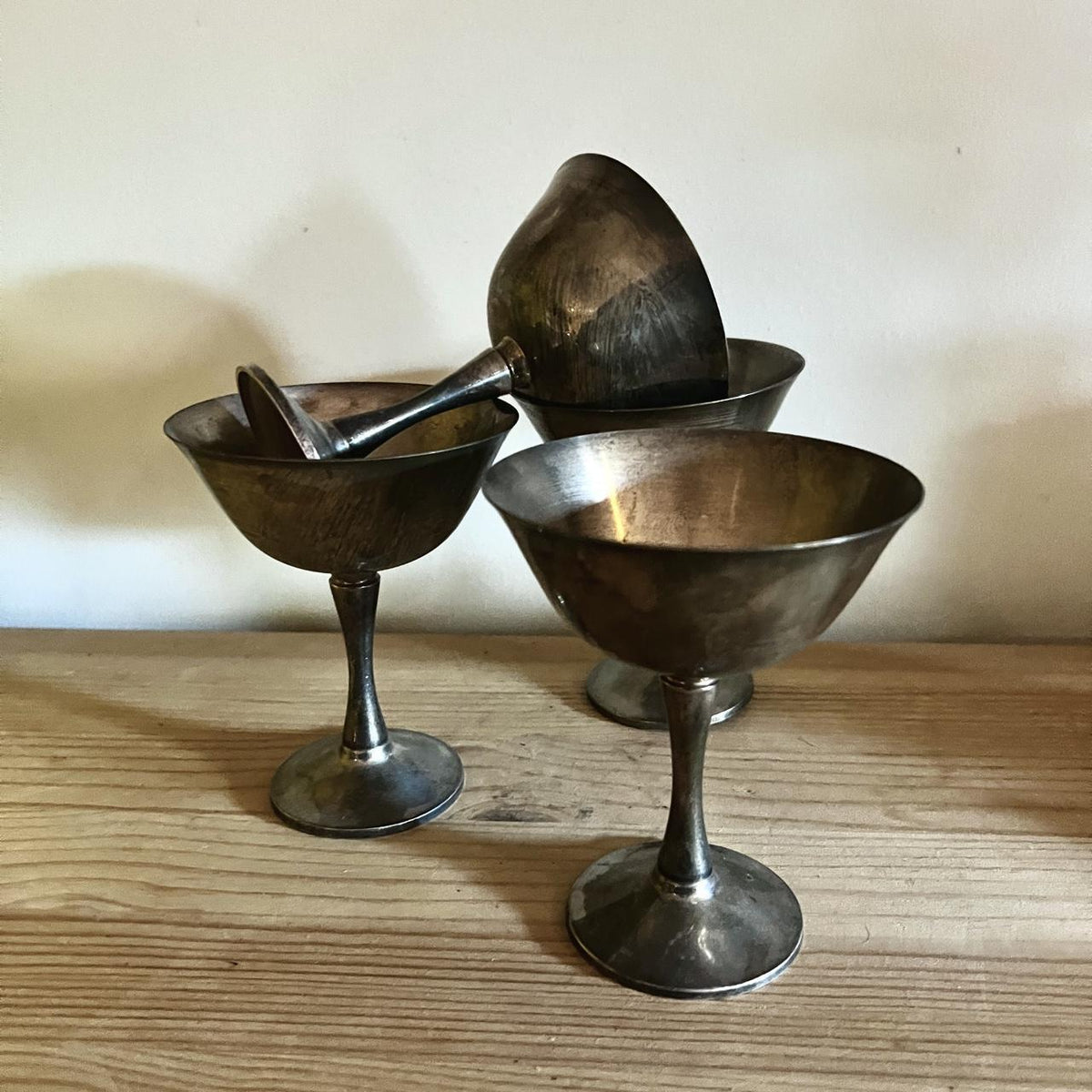 Set of 4 Vintage Silvarte Pewter Goblets