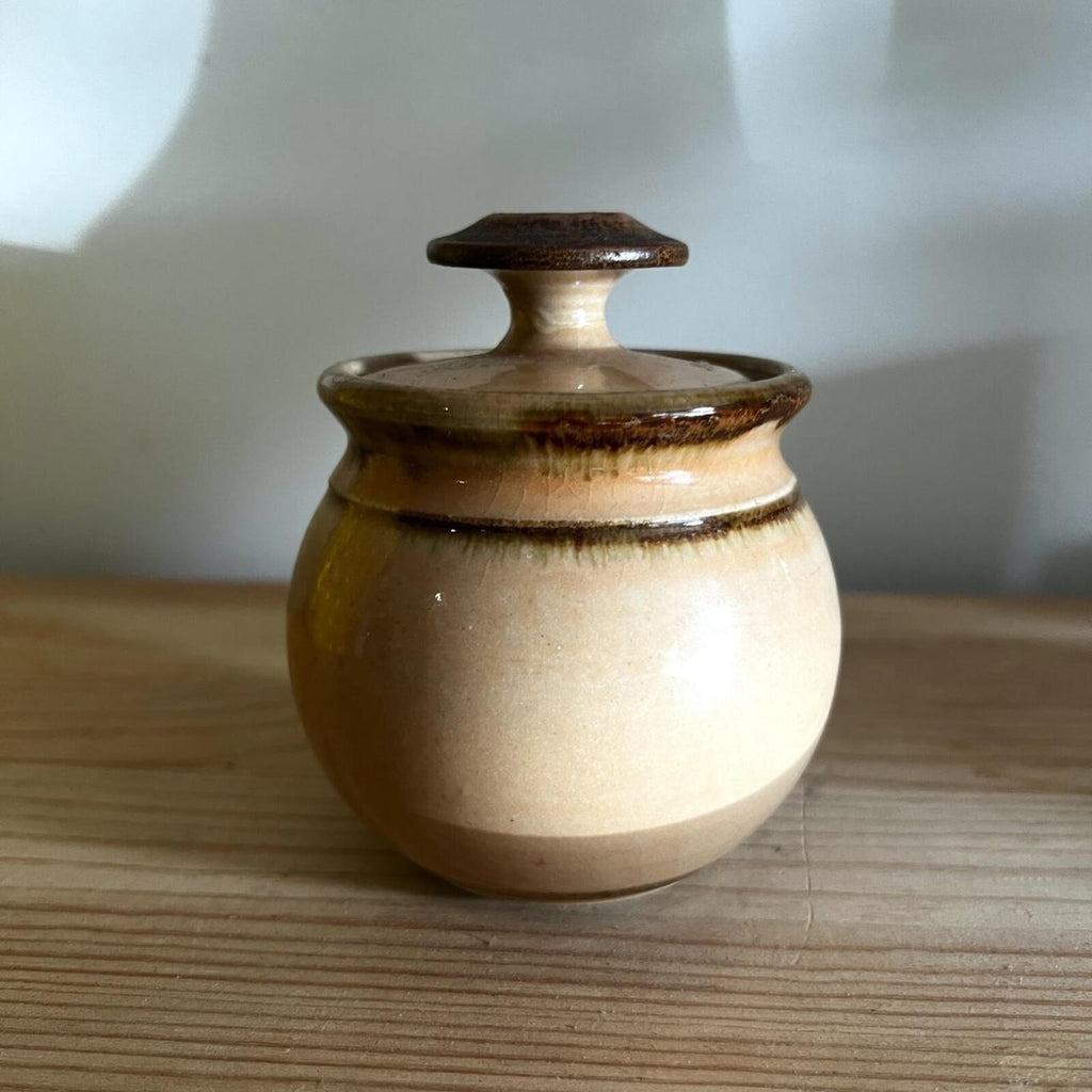 Vintage Canne Ridge Pottery Lidded Pot