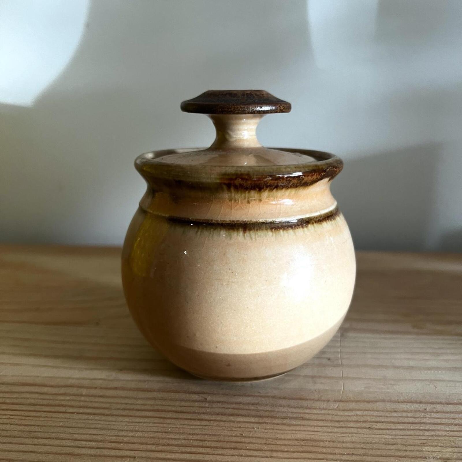 Vintage Canne Ridge Pottery Lidded Pot